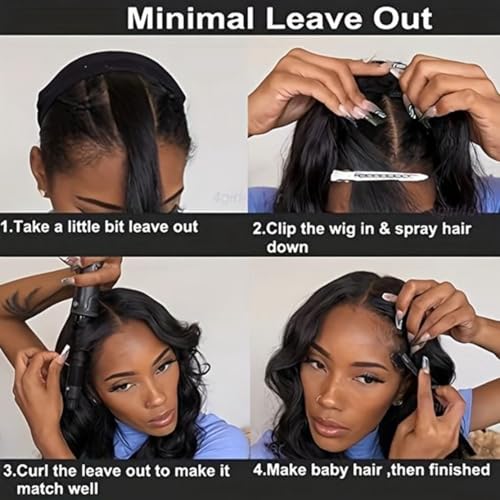 Wavy V Part Wig Wear And Go Glueless U Part Wig Body Wave Natural Black Synthtic Hair Soft As Human Hair Half Wigs For Black Women (Off Black, 26 Inch) - Image 6