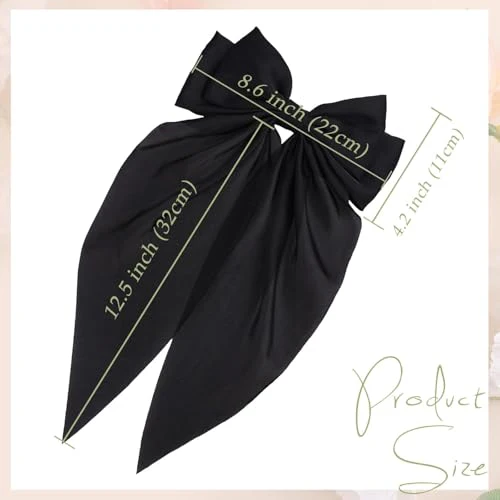 MRJ 6 Pcs Silky Satin Hair Bows Big Hair Ribbons for Women Large Hair Clips for Girls Hair Accessories Barrettes Metal Clips Bowknot Aesthetic - Image 4