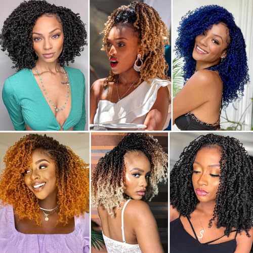 COOKOO 8 Inch Pre Looped Yanky Twist Crochet Hair 8 Packs Short Yanky Passion Twist Hair Bohemian Yanky Twists Crochet Hair Fluffy Mini Twist Crochet Hair Pre-twisted Curly Crochet Braiding Hair - Image 6