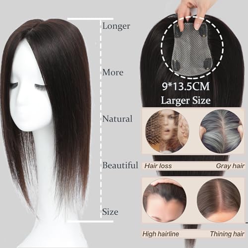 Hair Toppers for Women Real Human Hair, 360° 3D Human Hair Toppers for Women with Thinning Hair Upgrade Middle Part Clip in Bangs Hair Topper Hair Pieces for Women Daily (Mocha Brown, 18 Inch) - Image 4