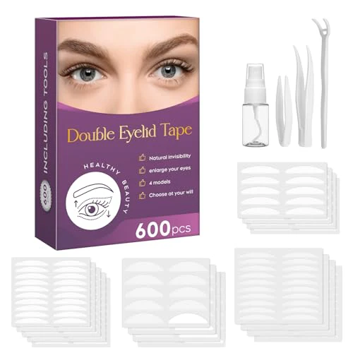 600PCs Invisible Double Eyelid Tape for Hooded Eyes, Invisible Eyelid Lifter Strips Droopy Eyelid Lift Tape, Instant Eyelid Lifting for a Natural Look, Perfect for anyone (600Count (Packof 1))