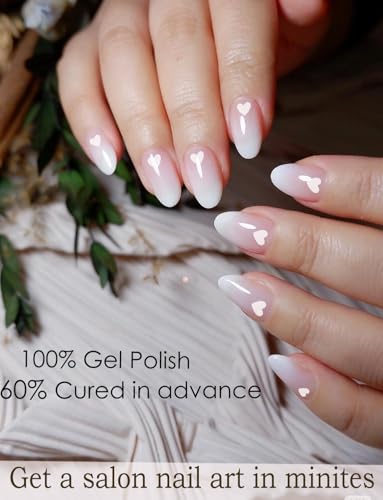 Semi Cured Gel Nail Strips |Gel Polish Nail Wraps | Gel Nail Stickers, UV Light Required-Valentine Style F - Image 2