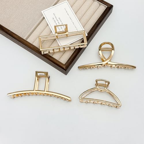 4 Pack Large Metal Hair Clips for Thin to Thick Curly Hair, 4.3 Inch Big Nonslip Gold Color Clamps, Perfect Fashion Jaw Claw Hair Styling Accessories for Women and Girls, Christmas Gifts - Image 6