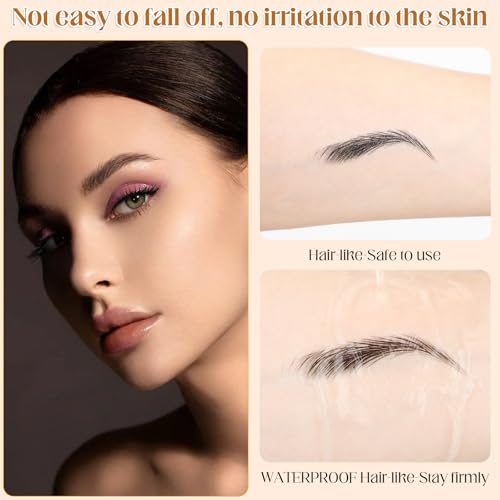 20 Sheets 180 Pairs Eyebrow Tattoo Sticker Waterproof 4D Hair-Like Natural Fake Tattoo Eyebrows Transfers Stickers Peel Off Brows Grooming Shaping Makeup Sticker for Women Girls,Black - Image 2