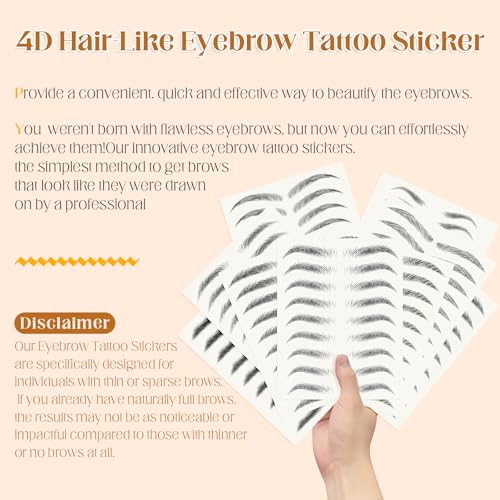 20 Sheets 180 Pairs Eyebrow Tattoo Sticker Waterproof 4D Hair-Like Natural Fake Tattoo Eyebrows Transfers Stickers Peel Off Brows Grooming Shaping Makeup Sticker for Women Girls,Black - Image 3