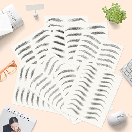20 Sheets 180 Pairs Eyebrow Tattoo Sticker Waterproof 4D Hair-Like Natural Fake Tattoo Eyebrows Transfers Stickers Peel Off Brows Grooming Shaping Makeup Sticker for Women Girls,Black - Image 6