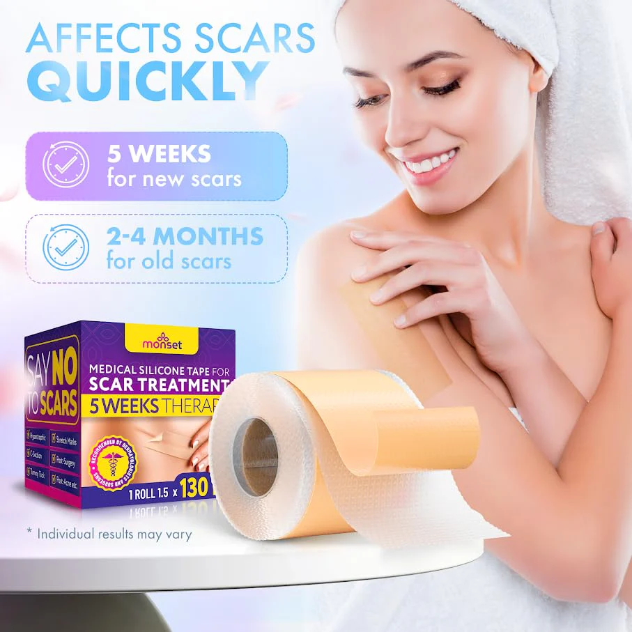 Silicone Scar Tape for Surgical Scars, Keloid, C-Section and More - Silicone Scar Sheets 130 x 1.5 inch - Effective Scar Treatment and Scar Removal for Face and Body - Silicone Tape for Scars - Image 5