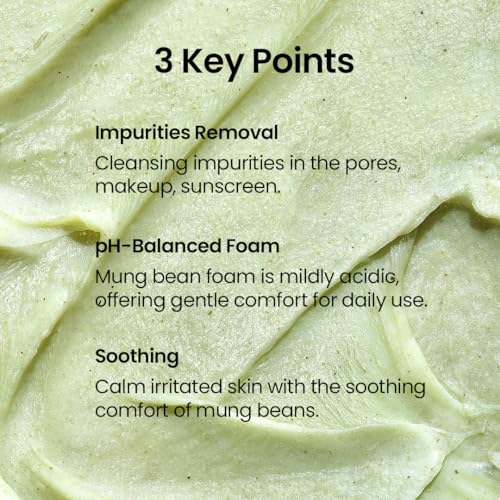 beplain Mung Bean pH-Balanced Cleansing Foam | Scent-free Cleanser | Gentle & Moisturizing Face Wash for All Skin Types | Makeup Remover | Korean Skin Care (2.7fl.oz) - Image 2