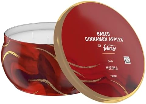Febreze Scented Candle, Baked Cinnamon Apples Scent, 11 oz 4 Wick Candle, Single Pack - Image 6