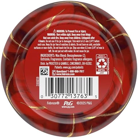 Febreze Scented Candle, Baked Cinnamon Apples Scent, 11 oz 4 Wick Candle, Single Pack - Image 9