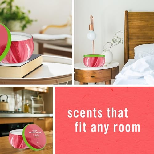 Febreze Scented Candle, Sweet Watermelon Vine Scent, 11 oz 4 Wick Candle, Single Pack - Image 3