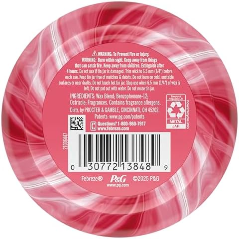 Febreze Scented Candle, Sweet Watermelon Vine Scent, 11 oz 4 Wick Candle, Single Pack - Image 8