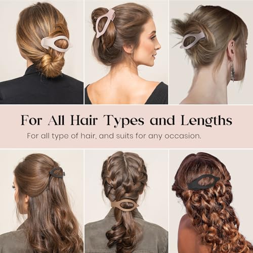 6 PCS Large Flat Hair Clips for Women Girls, French Concord Lay Down Hair Claw Clips for Thick Thin Hair, Comfortable Curved Flat Clips, Matte Non-slip Strong Hold Hair Accessories, Neutral - Image 5