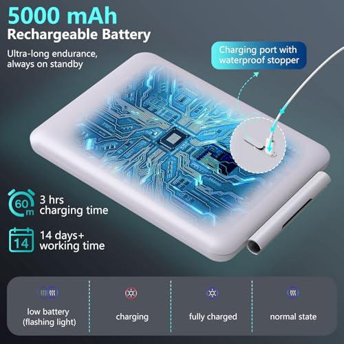 Heated Shower Mirror Fogless for Shaving, 3 Colors Stepless Dimmable Lights Fogless Mirror for Shower, Rechargeable Anti Fog Shaving Mirror with Razor Holder for Men, Light Memory Function, White - Image 5