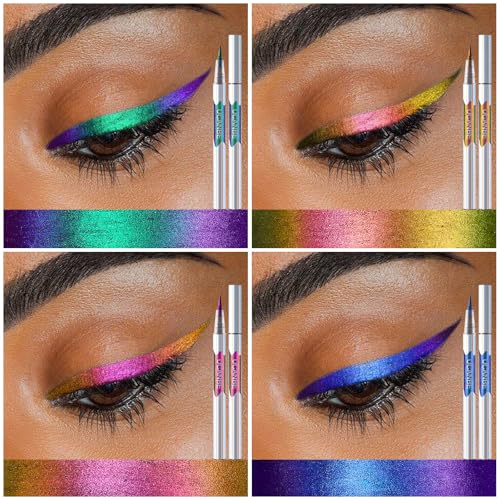 UCANBE 4PCS Chameleon Liquid Eyeliner, Multichrome Metallic Color Shift Eye Liner, Waterproof Glitter Eyeliner with Soft Fine Tip for Long-lasting Multi-Dimensional Eye Looks - Image 7