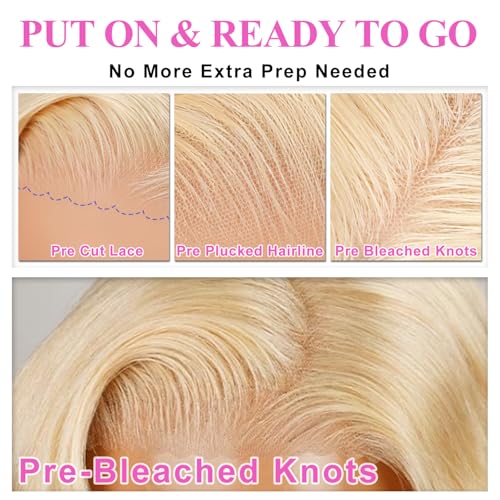Blonde Lace Front Wigs Human Hair 200% Density Blonde Wear And Go Glueless Wigs Human Hair Pre Cut 7x5 Hd Blonde Wig Human Hair Glueless Body Wave For Women (613 Lace Front Wig Human Hair 26 Inch) - Image 4