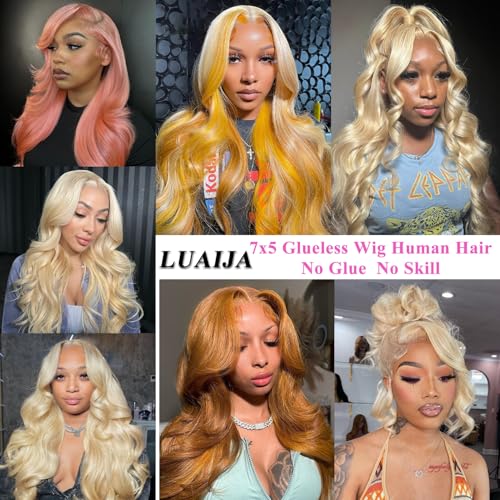 Blonde Lace Front Wigs Human Hair 200% Density Blonde Wear And Go Glueless Wigs Human Hair Pre Cut 7x5 Hd Blonde Wig Human Hair Glueless Body Wave For Women (613 Lace Front Wig Human Hair 26 Inch) - Image 6