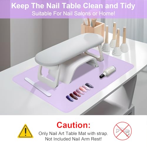 Nail Art Table Mat,Foldable Nail Arm Rest Pad for Nails,Soft Microfiber PU Leather Nail Mat for Table,Waterproof Manicure Pad,Nail Table Pad for Nail Technician Salon Home-Purple - Image 2