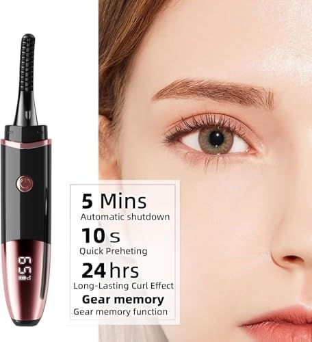 Heated Eyelash Curlers - Fast Heat up Within 10s - 24 Hours Long Lasting - Rechargeable Electric Eyelash Curler with Type-C, with 4 Heating Modes Anti-Burn Mini Lash Curler with LED Display-Black - Image 2