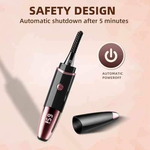 Heated Eyelash Curlers - Fast Heat up Within 10s - 24 Hours Long Lasting - Rechargeable Electric Eyelash Curler with Type-C, with 4 Heating Modes Anti-Burn Mini Lash Curler with LED Display-Black - Image 6