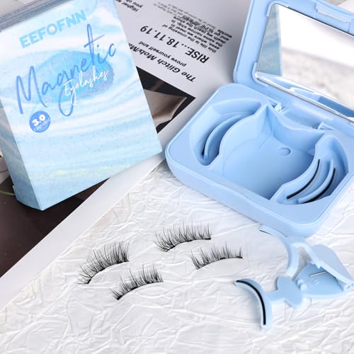 Magnetic Eyelashes Half Lashes Magnetic Eyelashes with Applicator Cat Eye Magnetic Lashes Wispy Magnetic Eyelashes Natural Look No Glue Needed False Eyelashes Magnetic Lashes with Clamp by Eefofnn - Image 4