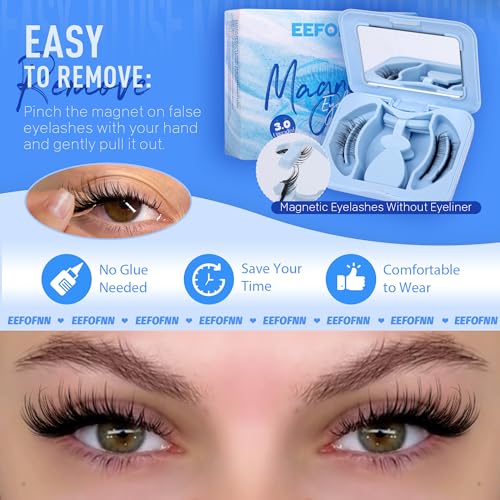 Magnetic Eyelashes Half Lashes Magnetic Eyelashes with Applicator Cat Eye Magnetic Lashes Wispy Magnetic Eyelashes Natural Look No Glue Needed False Eyelashes Magnetic Lashes with Clamp by Eefofnn - Image 5