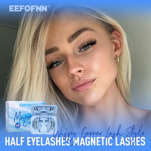 Magnetic Eyelashes Half Lashes Magnetic Eyelashes with Applicator Cat Eye Magnetic Lashes Wispy Magnetic Eyelashes Natural Look No Glue Needed False Eyelashes Magnetic Lashes with Clamp by Eefofnn - Image 7