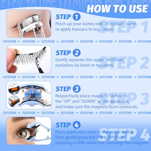 Magnetic Eyelashes Half Lashes Magnetic Eyelashes with Applicator Cat Eye Magnetic Lashes Wispy Magnetic Eyelashes Natural Look No Glue Needed False Eyelashes Magnetic Lashes with Clamp by Eefofnn - Image 8