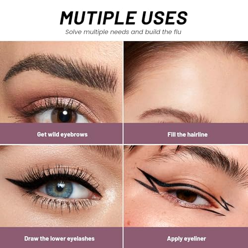 Curved Eyebrow Pen, 2 in 1 Dual Ended Microblading Eyebrow Pencil, Waterproof and Last All Day 4 Tip Brow Pencil with Precise Tip, Create Natural Hair Like Brows and Eyeliner (Natural Brown) - Image 6