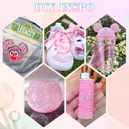 25000Pcs Resin Rhinestones with B7000 Jewelry Glue for Crafting, Light Pink AB 2-6mm Non Hotfix Flatback Gems, Bedazzling Crystal for DIY Crafts Clothing Tumblers Mugs Shoes Fabric Decor Nail Art - Image 3