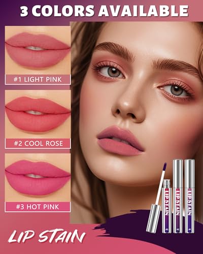 3Pcs Peel Off Lip Stain Tattoo Set, Long Lasting Lip Liner Stain Peel Off Matte Lip Gloss Nude Lipstick, Waterproof Smudge Proof High Pigmented Color Peel Off Lip Stain Tint Women Lip Makeup Gift - Image 2