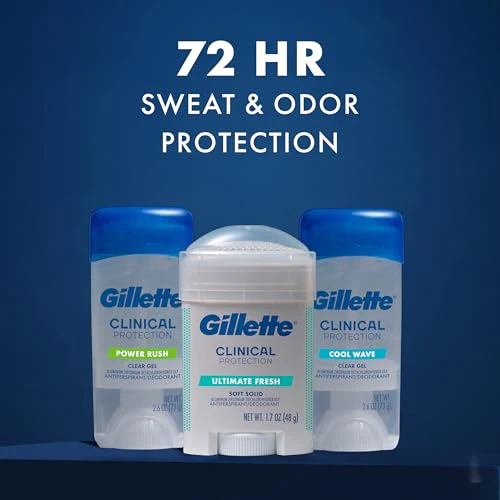 Gillette Clinical Antiperspirant and Deodorant for Men, 72hr Sweat & Odor Protection, Long Lasting Freshness, Anti-White Mark Technology, Clear Gel, Power Rush Scent, 2.6 oz - Image 3