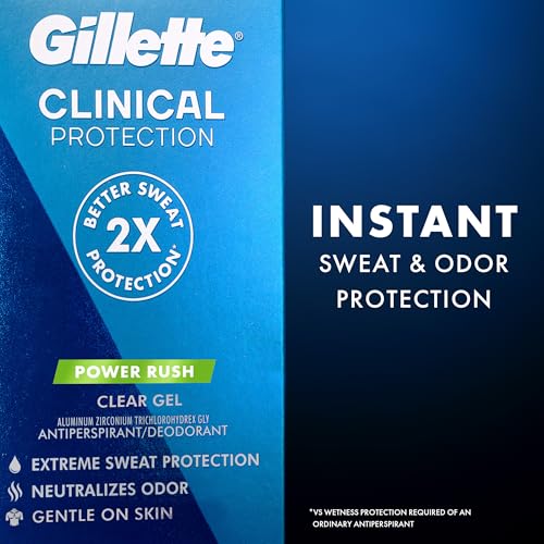 Gillette Clinical Antiperspirant and Deodorant for Men, 72hr Sweat & Odor Protection, Long Lasting Freshness, Anti-White Mark Technology, Clear Gel, Power Rush Scent, 2.6 oz - Image 7
