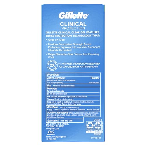 Gillette Clinical Antiperspirant and Deodorant for Men, 72hr Sweat & Odor Protection, Long Lasting Freshness, Anti-White Mark Technology, Clear Gel, Power Rush Scent, 2.6 oz - Image 9