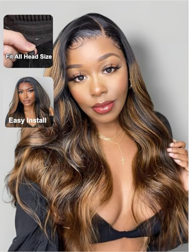 UNICE Bye Bye Knots Wig Body Wave 7x5 Pre Cut HD Lace Front Wigs Human Hair with Elastic Drawstring Balayage Brown Glueless Wig Pre Plucked Bleached Knots Natural Hairline 150% Density 24 Inch - Image 2