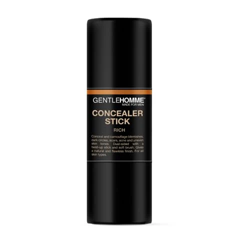 Concealer Stick - Men’s 2-in-1 Concealer & Brush - For Blemishes, Dark Circles, Scars, Acne & Uneven Skin Tones - Natural Finish - All Skin Types - Vegan - Rich - 1 Stick - Image 2