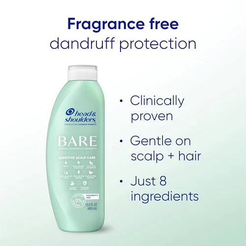 Head & Shoulders BARE Dandruff Shampoo Twin Pack, Fragrance-Free, Sensitive Scalp Care, Sulfate-Free, Silicone-Free, Dye-Free, Eco-Friendly Bottles, Safe for All Hair Types, 13.5 Fl Oz Each (Set of 2) - Image 2