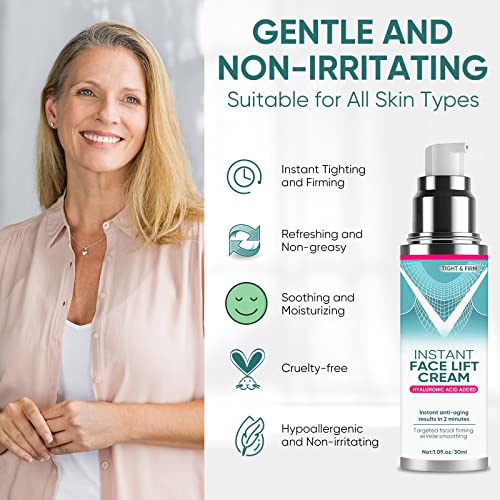 Instant Face Lift Cream, Mild Face Lift Tightening Cream with Plant Extract, Neck, Eye Anti-aging Serum, Visibly Firming Loose Sagging Skin, Smoothing Wrinkles, Fine Lines & Puffiness in 2 Minutes - Image 2
