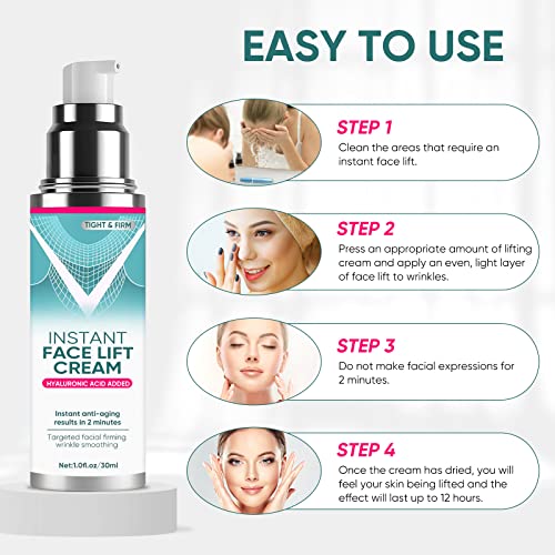 Instant Face Lift Cream, Mild Face Lift Tightening Cream with Plant Extract, Neck, Eye Anti-aging Serum, Visibly Firming Loose Sagging Skin, Smoothing Wrinkles, Fine Lines & Puffiness in 2 Minutes - Image 5