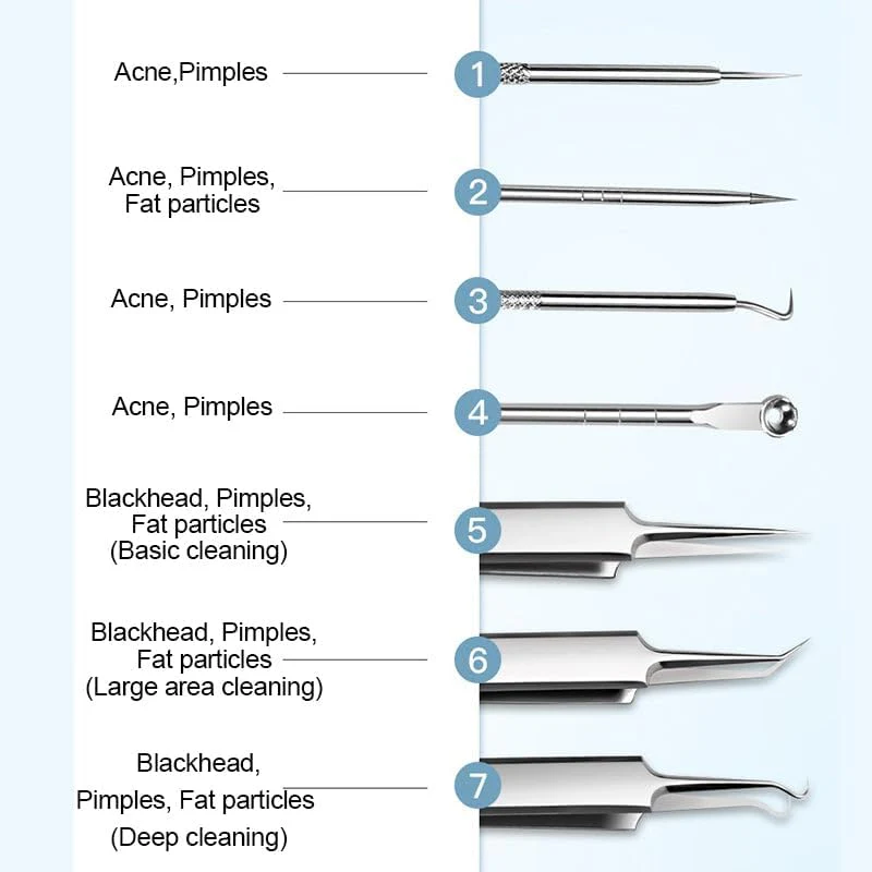 Medical Grade Blackhead Extraction Tool Kit - Blackhead Remover Tool Comedones Extractor Acne Removal Kit for Blemish - Whitehead Popping - 7 Pcs Set Removing for Nose Face Tools (Content 7-Piece Set) - Image 6