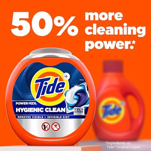 Tide Hygienic Clean Power PODS Laundry Detergent Pacs, Original Scent, 57 Count, Removes Visible and Invisible Dirt - Image 7