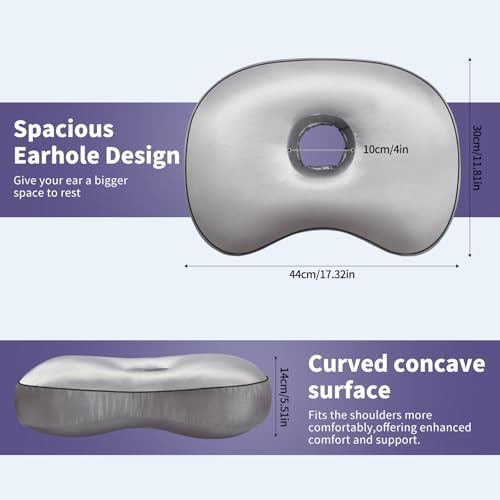 Orthopedic Ear Piercing Pillow for Side Sleepers, Pain Relief Design with Removable Cover and Ear Hole, 12x19 Inch Pierced Ears Support - Image 3