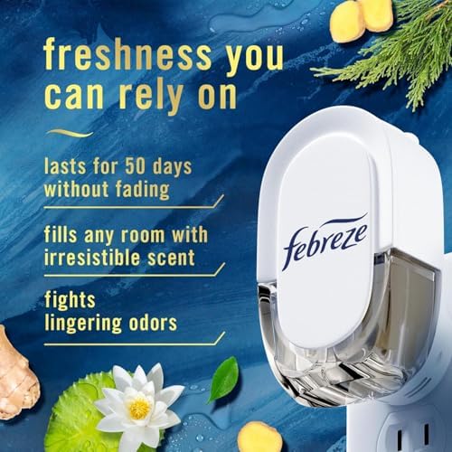 Febreze Odor-Fighting Fade Defy PLUG Air Freshener, Mountain, Ocean, Amber, 3 Ct, 0.87 fl oz Each Pack of 2 - Image 3