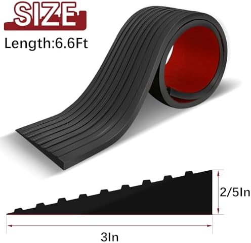 Threshold Ramps for Doorways Self-Adhesive Natural Rubber Power Wheelchair Ramp Adjustable & Cuttable, for Doorways,Sweeper, Power Scooters, Bathroom (Black, 3” Wide x 6.6' Long) - Image 2