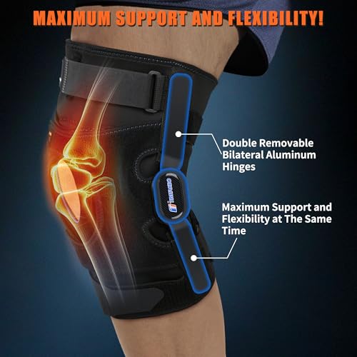 Knee Brace with Side Stabilizers & Patella Gel Support, Knee Brace for Men/Women with Removable Dual Metal Hinges, Adjustable Knee Braces for Knee Pain Relief, Arthritis, Meniscus Tear, ACL, PCL, MCL - Image 2