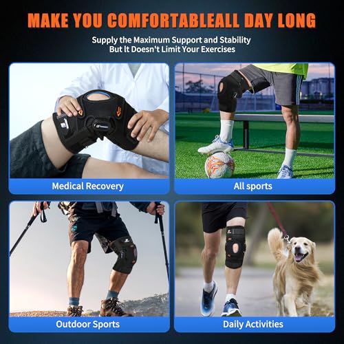 Knee Brace with Side Stabilizers & Patella Gel Support, Knee Brace for Men/Women with Removable Dual Metal Hinges, Adjustable Knee Braces for Knee Pain Relief, Arthritis, Meniscus Tear, ACL, PCL, MCL - Image 6