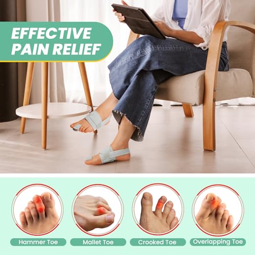 Hammer Toe Straightener Corrector for Women & Men, Non-Slip Toe Splint with Aluminum Plate for Hammer, Curled, Crooked Toes, Pain Relief, Broken Support (1 Compression Foot Wrap & 1 Strap, Gray) - Image 2