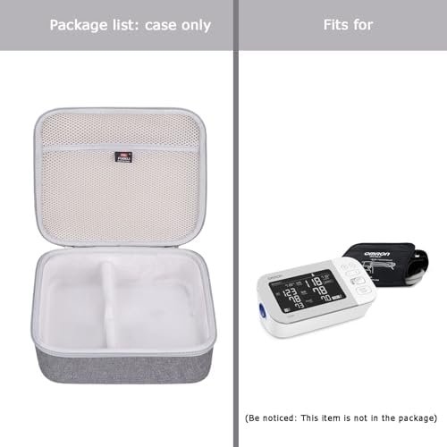 FBLFOBELI Hard Storage Case Compatible with OMRON Platinum BP5450/10 Series BP7450/Gold BP5350/7 Series BP7350 Blood Pressure Monitor with Upper Arm Cuff, Case Only (Grey) - Image 6