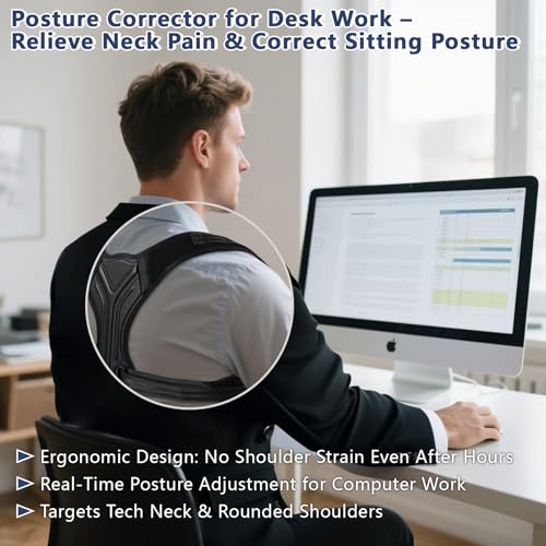 Posture Corrector for Women & Men, Adjustable Upper Back Brace with Anti-Chafing Pads for Neck/Shoulder/Back Pain Relief, Breathable Invisible Posture Brace for Office, Driving, Fitness. (Black, Large) - Image 4