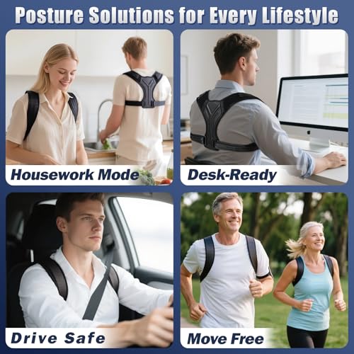 Posture Corrector for Women & Men, Adjustable Upper Back Brace with Anti-Chafing Pads for Neck/Shoulder/Back Pain Relief, Breathable Invisible Posture Brace for Office, Driving, Fitness. (Black, Large) - Image 5